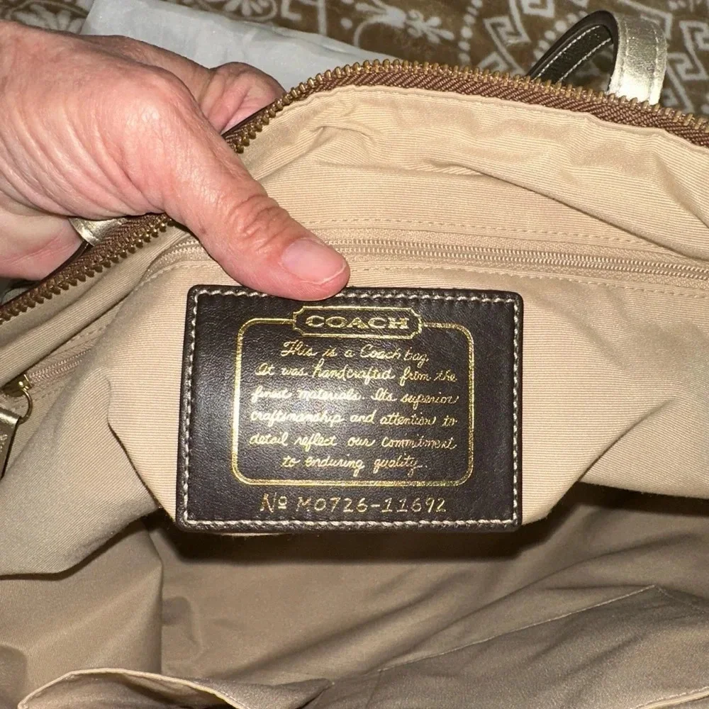 COACH TOTE M0726-11692 SIGNATURE PRINT CANVAS HAND BAG PURSE TAN DUST BAG - Picture 12 of 14